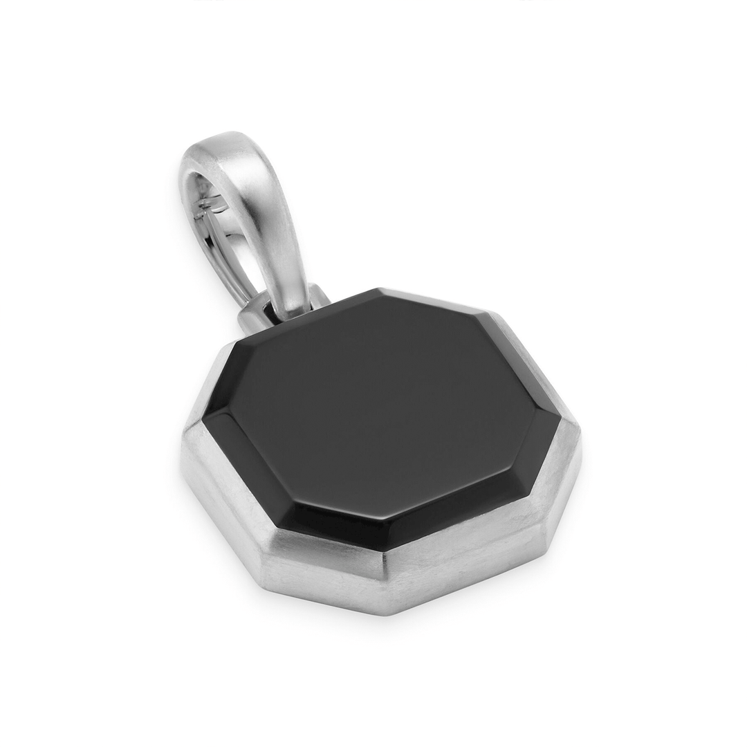 David Yurman Faceted Stone Amulet Sterling Silver with Black Onyx, 16mm