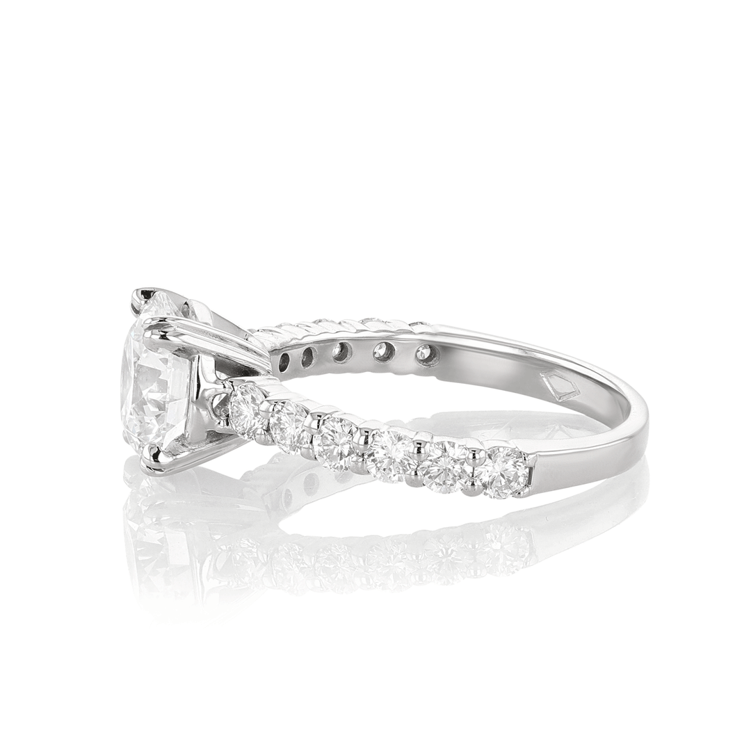 Hamilton Duet Collection 18k White Gold and 2.13 Total Weight Diamond Engagement Ring