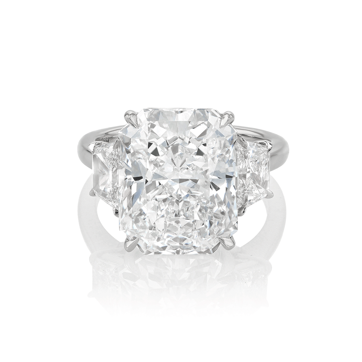 Hamilton Private Reserve Collection Platinum and Radiant Diamond 8.83 Total Weight Three Stone Ring