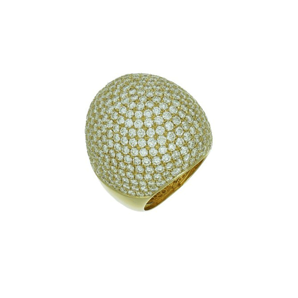 18k Yellow Gold and 8.01 Total Weight Diamond Dome Ring