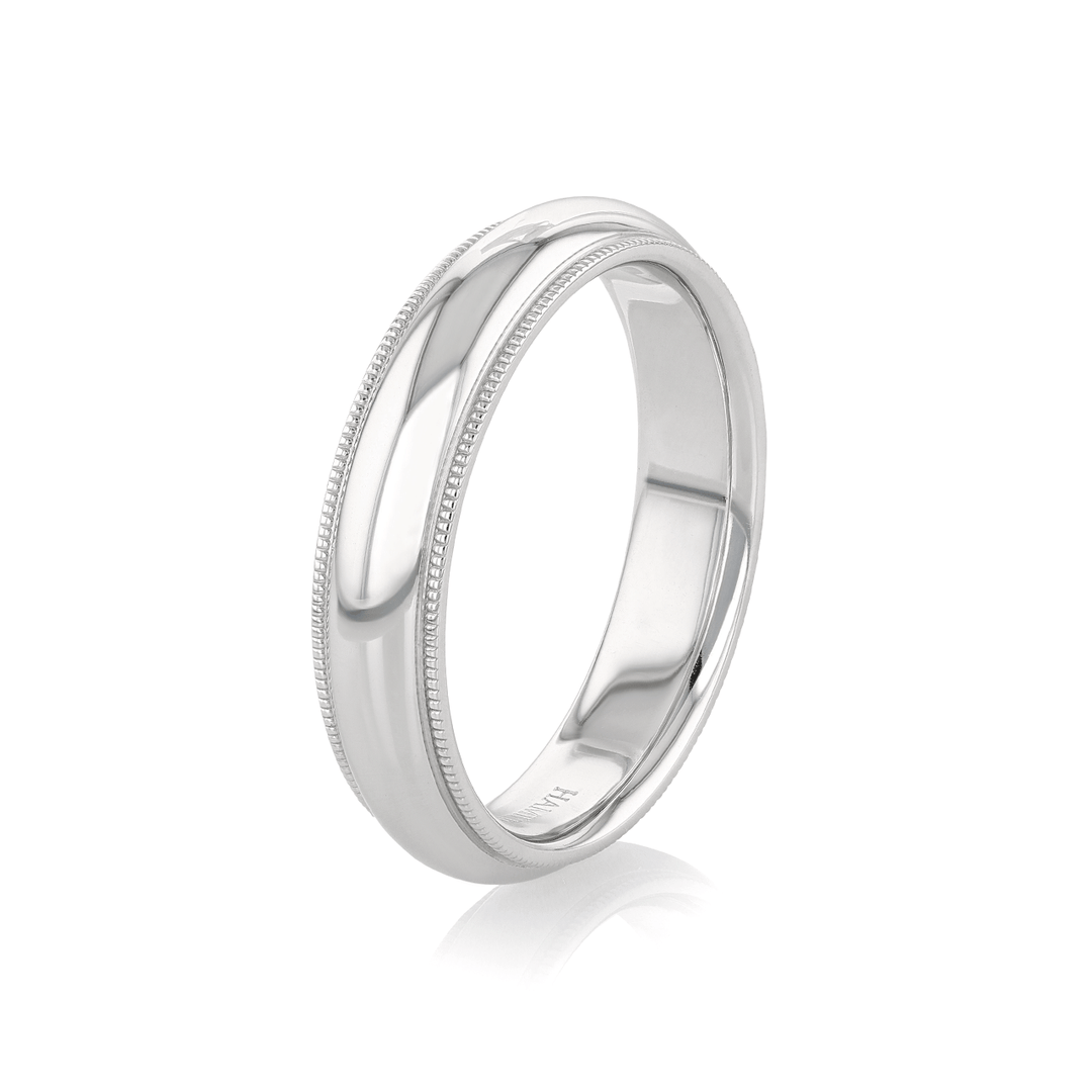 Hamilton Collection 18k White Recycled Gold 5mm Milgrain Comfort Fit Wedding Band