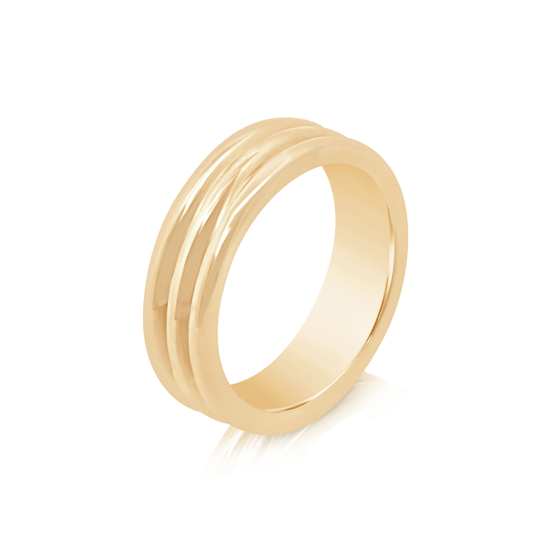 Hamilton Collection 18k Yellow Gold 6mm Three Row Band