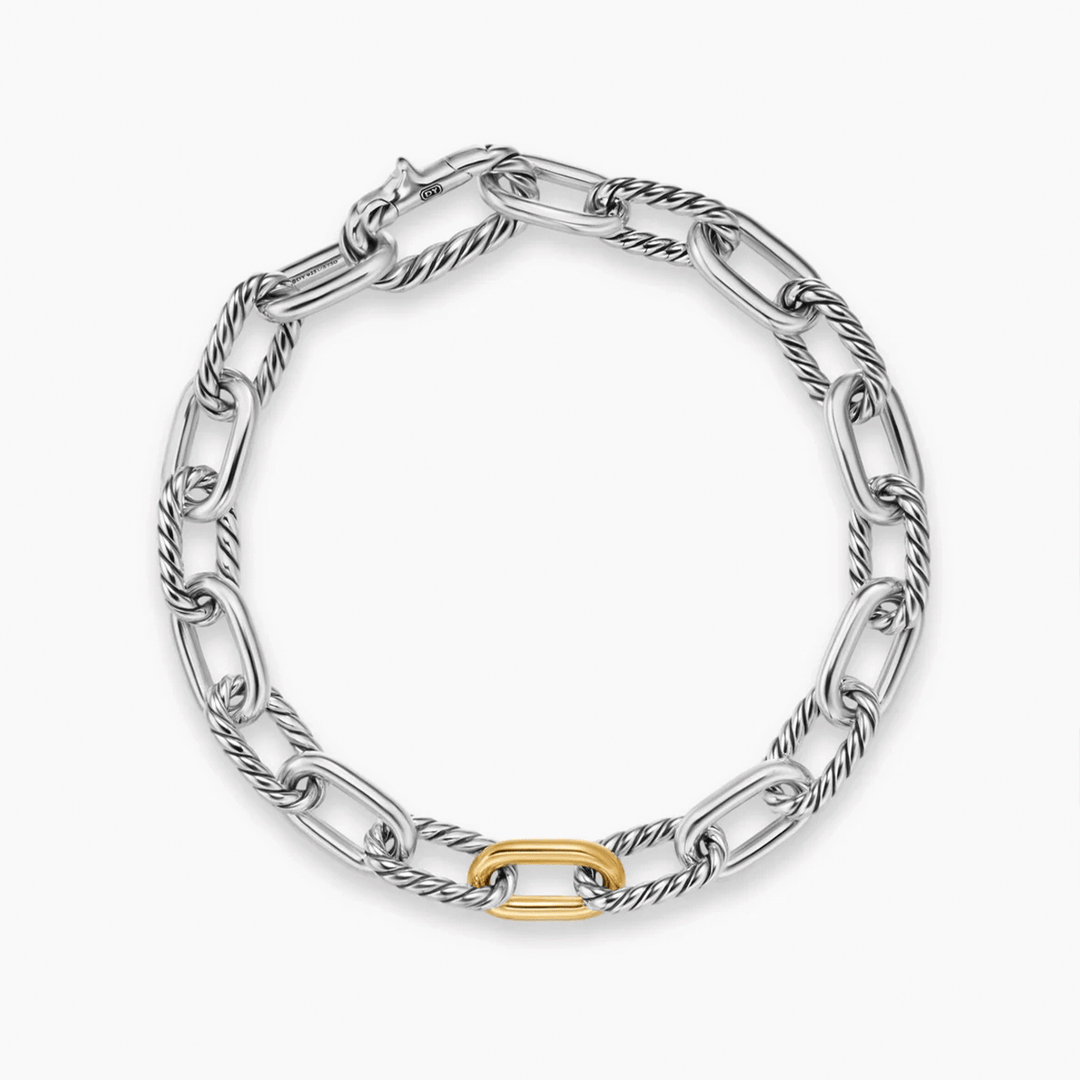 David Yurman Madison Chain Bracelet Sterling Silver with 18k Yellow Gold, 8.5mm
