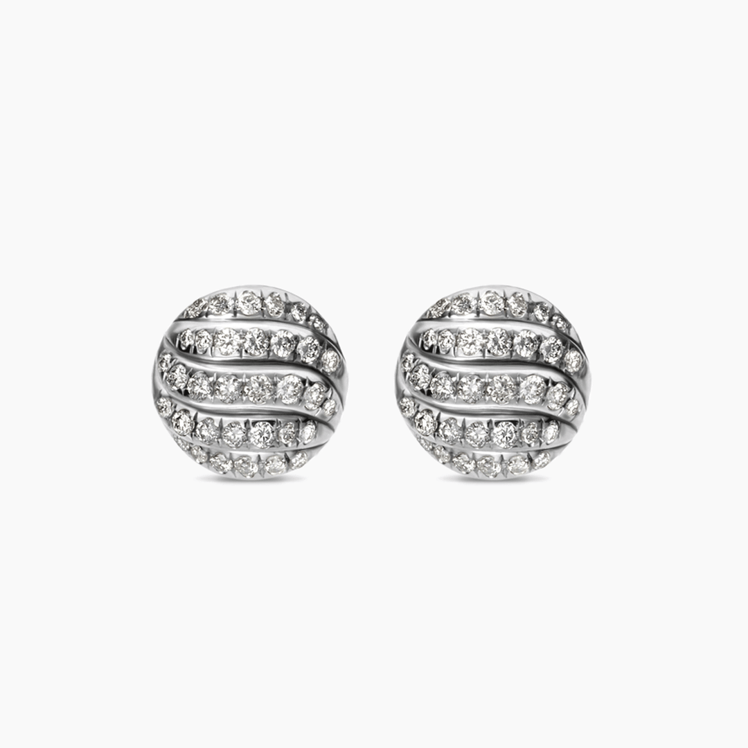 David Yurman Sculpted Cable Stud Earrings Sterling Silver with Diamonds, 8mm