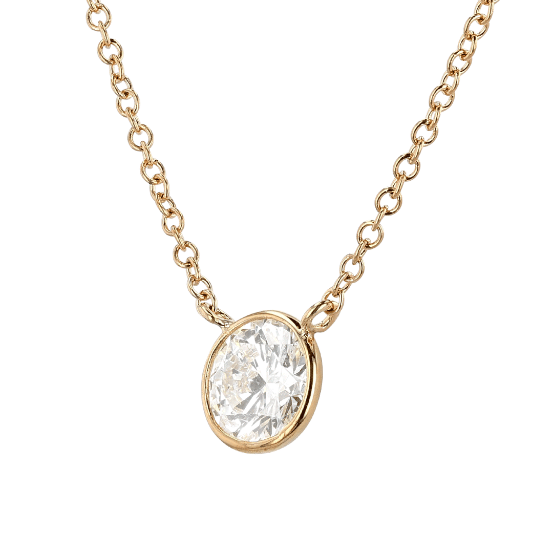 14k Yellow Gold and .72 Total Weight Diamond Solitaire Pendant