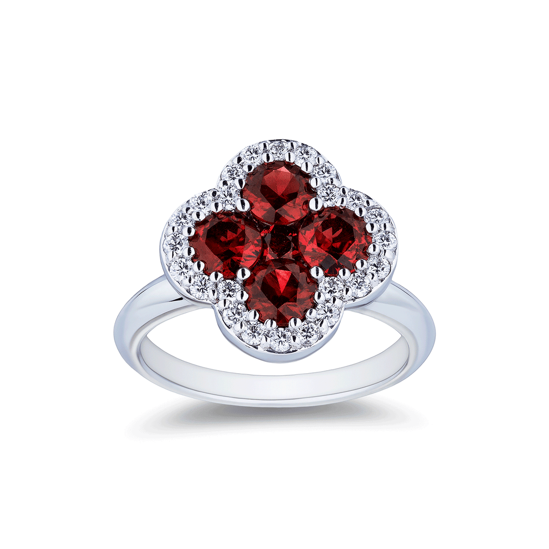 18k White Gold Ruby 1.95 Total Weight and Diamond Ring