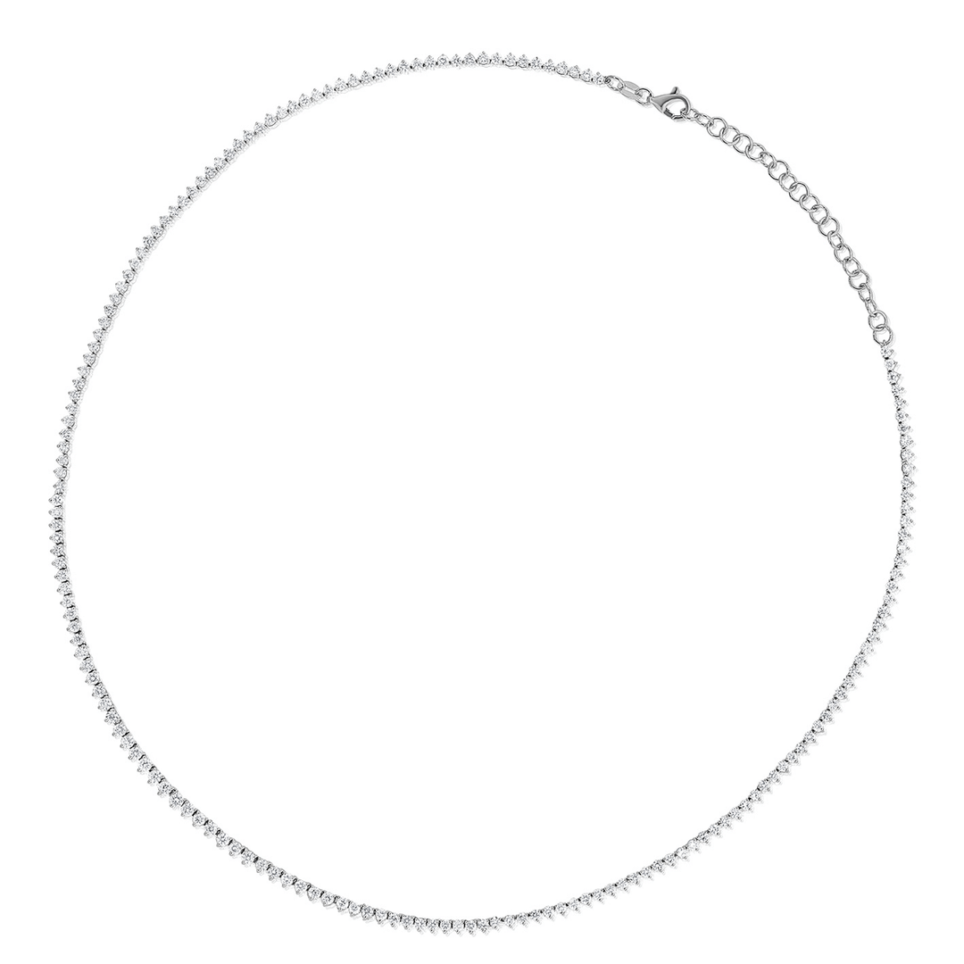 14k White Gold and Diamond  4.74 Total Weight Tennis Necklace