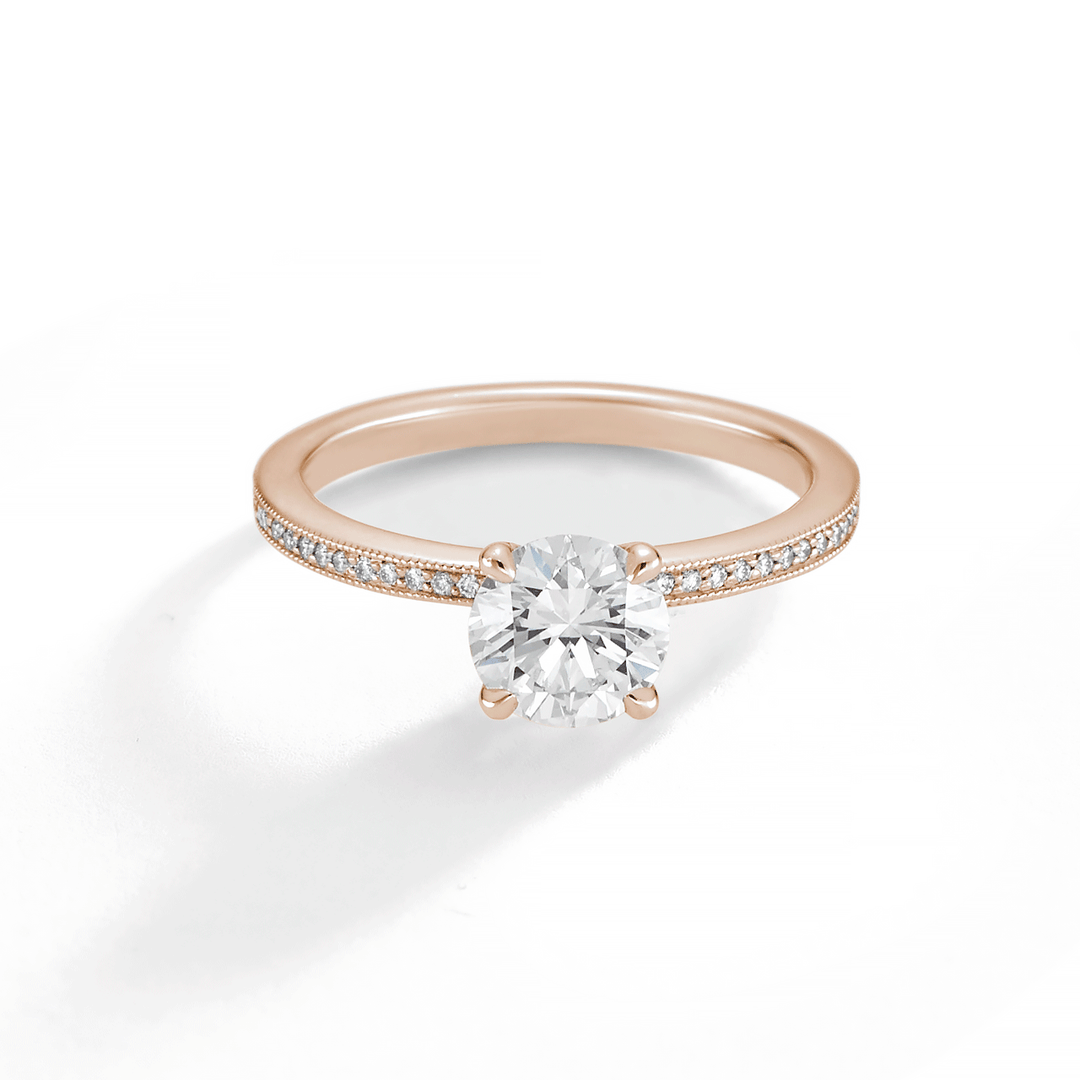 1912 18k Rose Gold and Diamond Engagement Mounting Ring