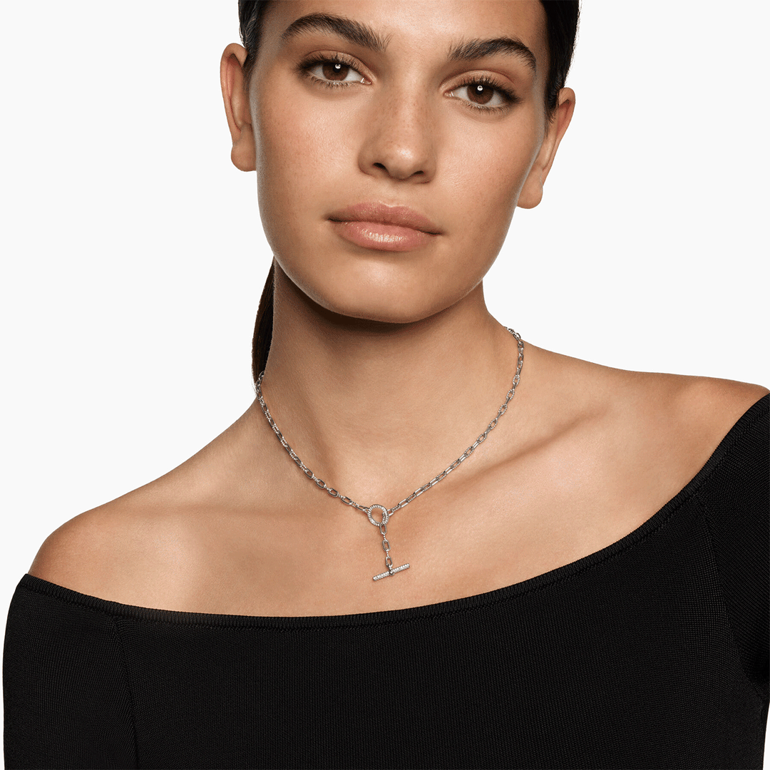 David Yurman Madison Pavé Toggle Chain Necklace Sterling Silver with Diamonds, 3mm