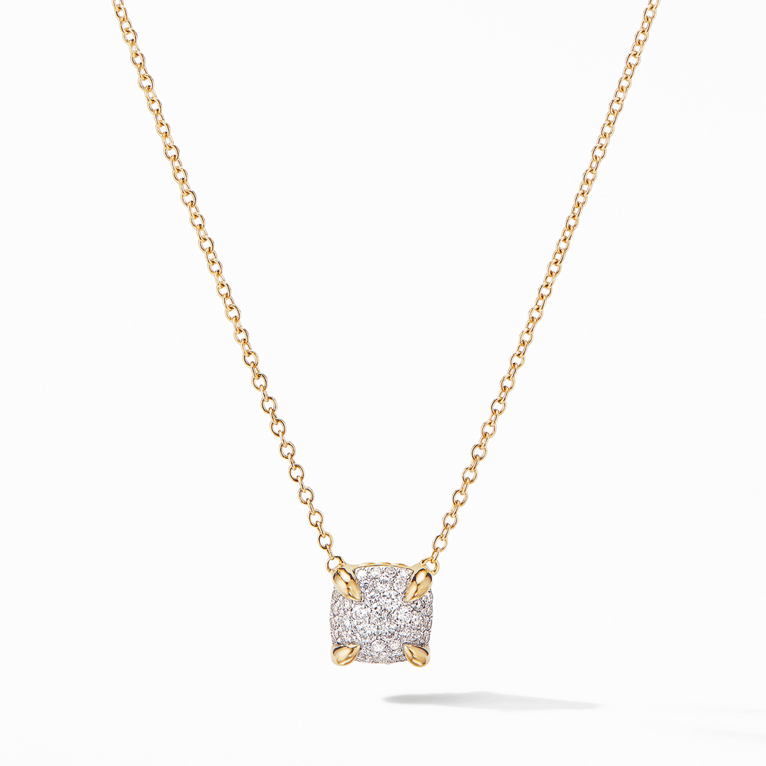 David Yurman Chatelaine Pendant in 18k Yellow Gold with Full Pavé Diamonds