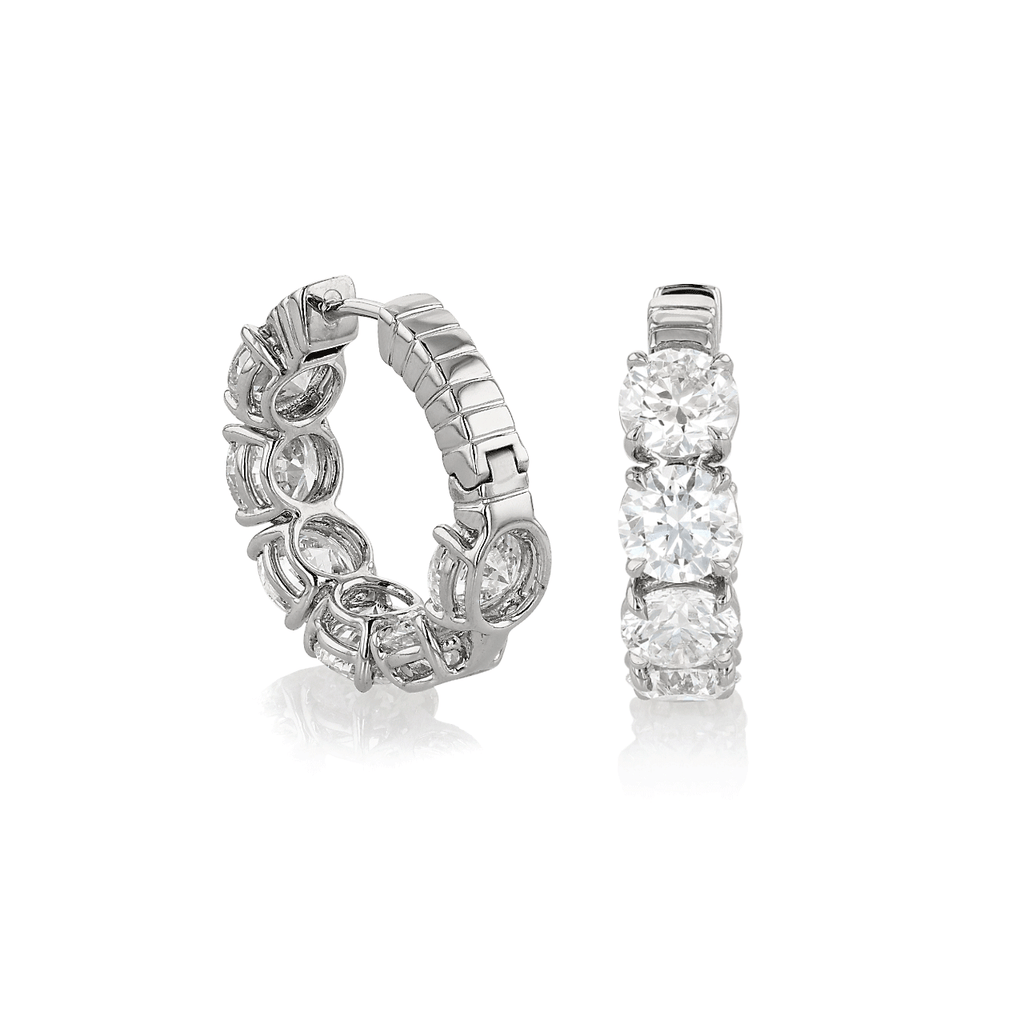 Platinum and 8.71 Total Weight Diamond 21mm In and Out Hoops