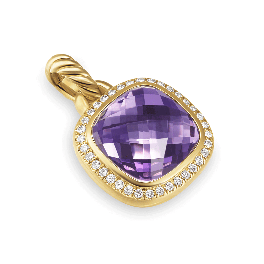 David Yurman Albion® Pendant 18K Yellow Gold with Amethyst and Diamonds, 11mm