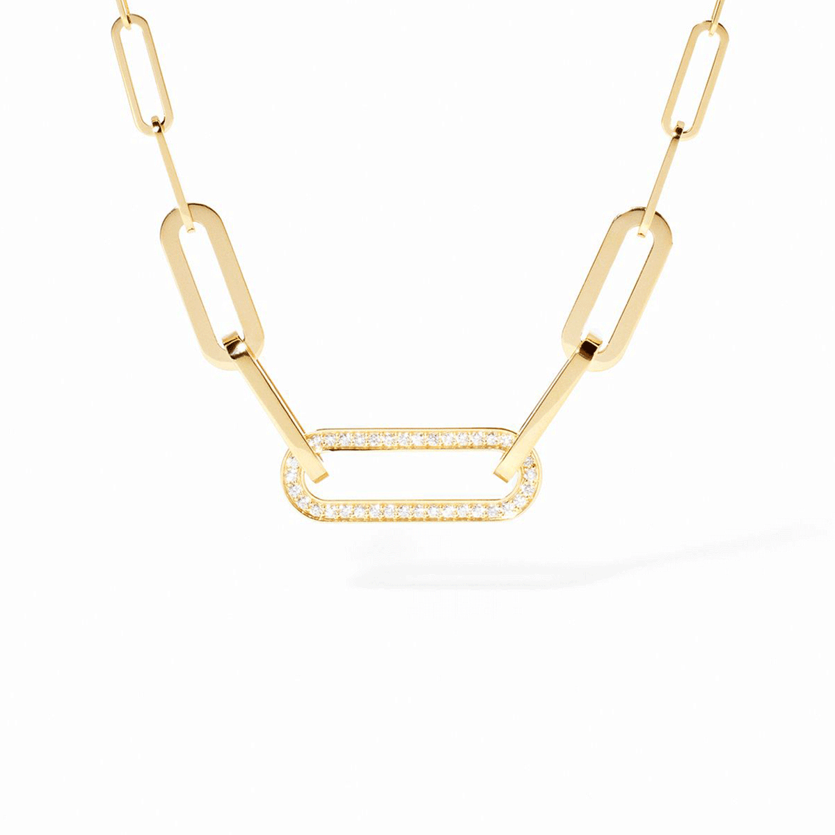 Dinh Van Maillon 18k Yellow Gold and Diamond L Necklace