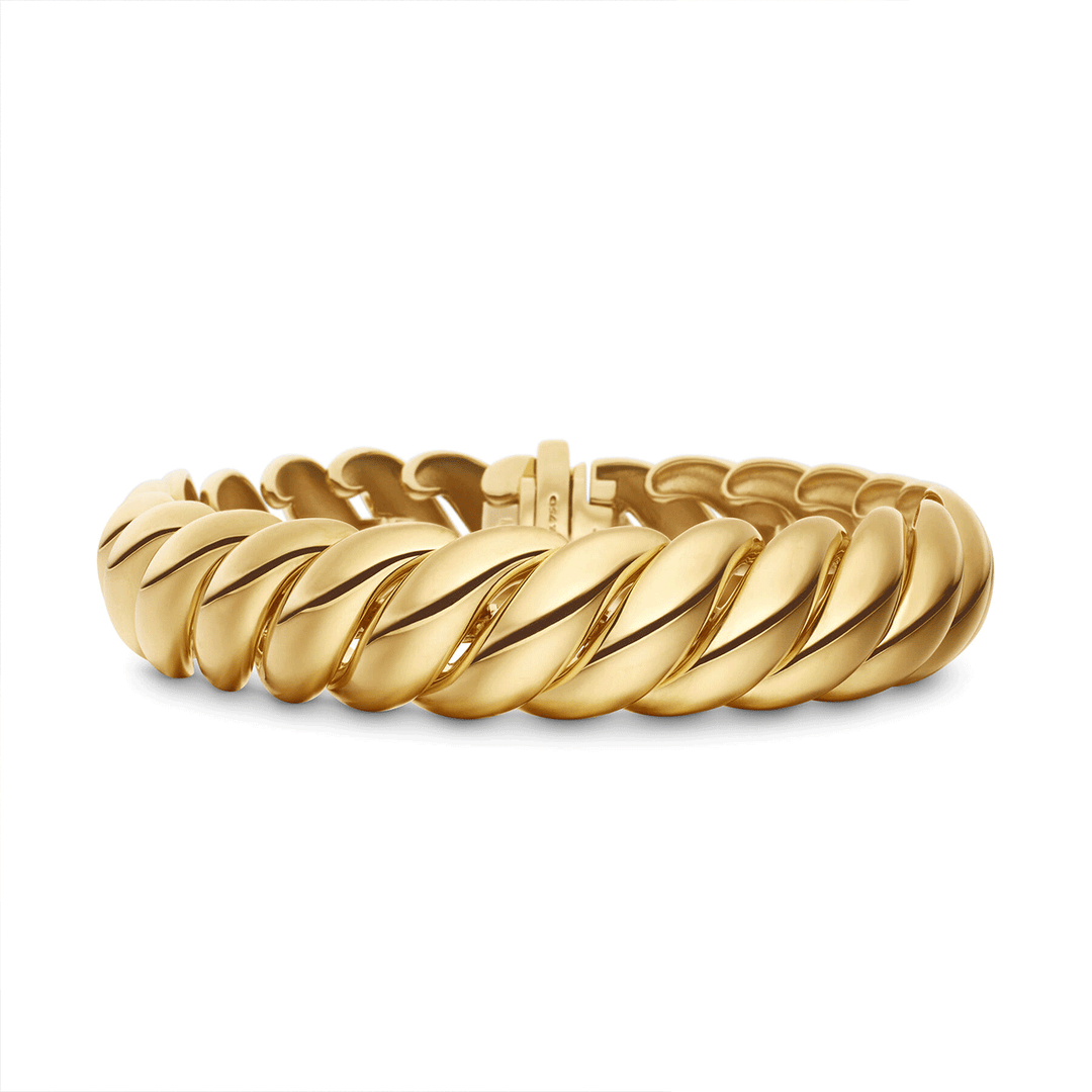 David Yurman Sculpted Cable Bracelet in 18k Yellow Gold,14mm Medium