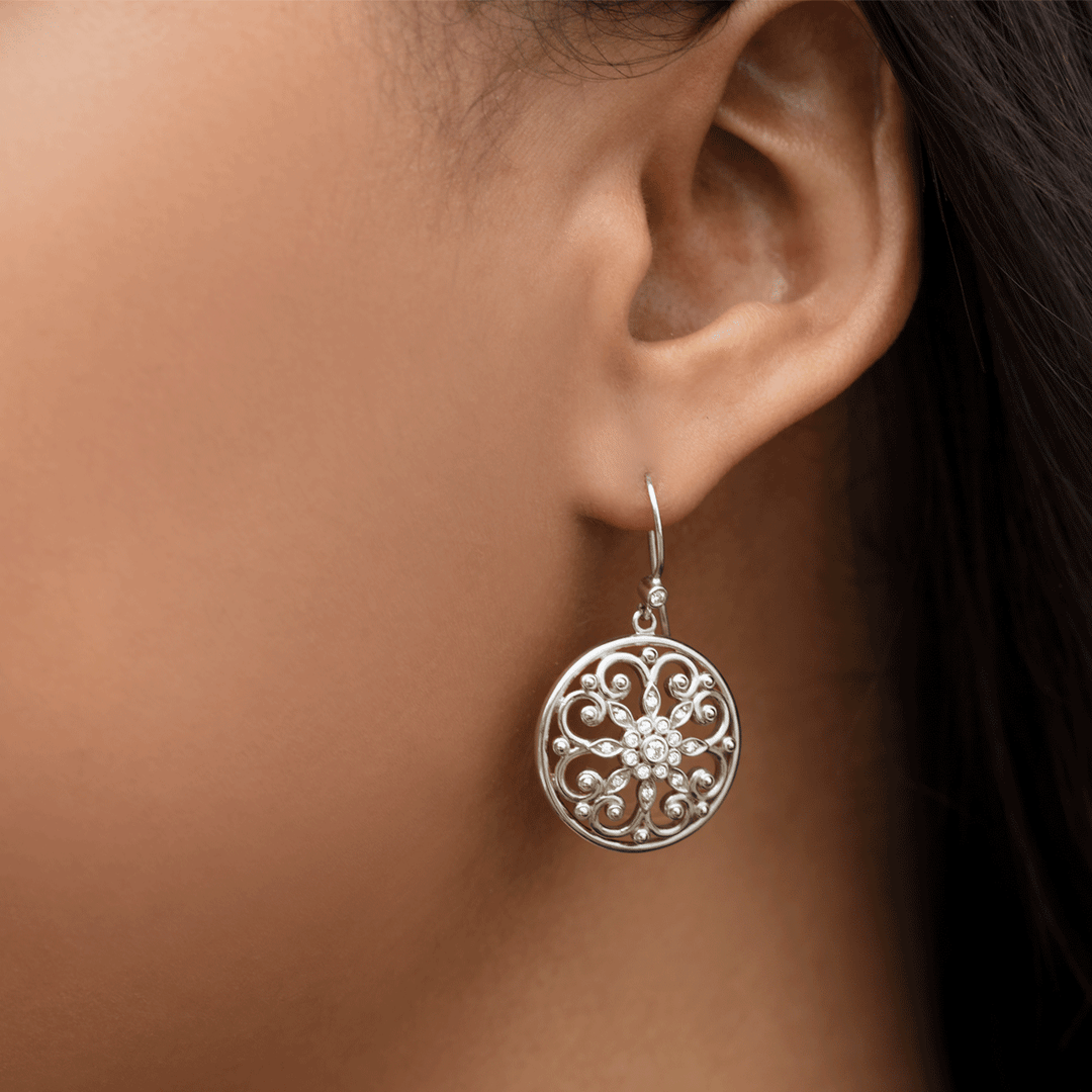 Arabesque Sterling Silver and Diamond Earrings