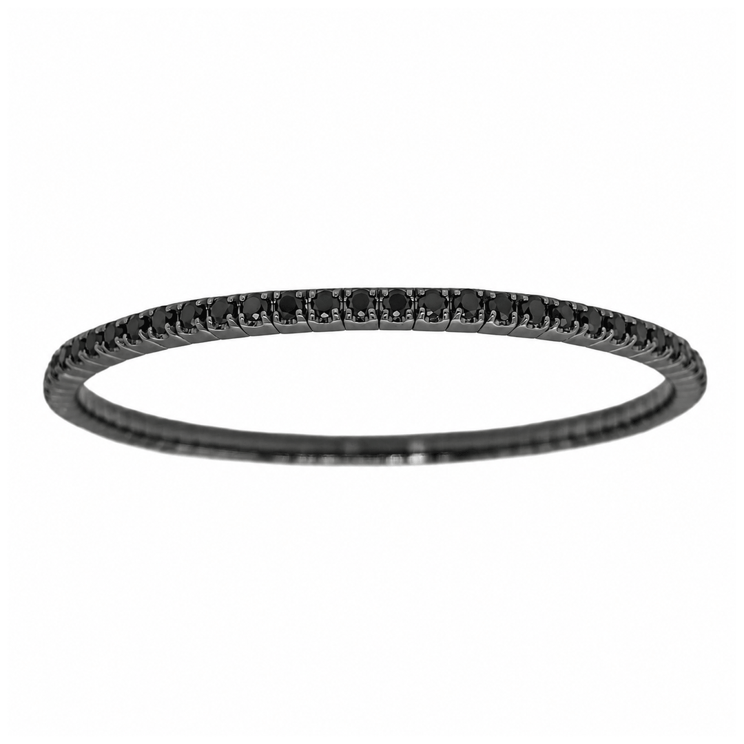 14k Gold Black Rhodium and 3.20 Total Weight Black Diamond Expandable Bracelet