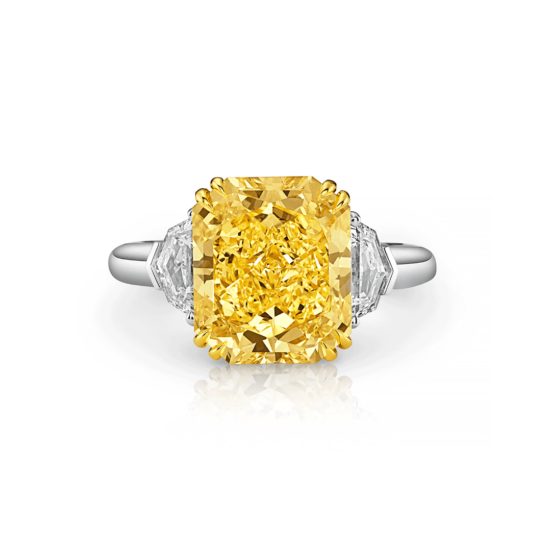 Hamilton Private Reserve Collection Platinum and Fancy Yellow Radiant Cut Diamond 6.01 Total Weight Ring