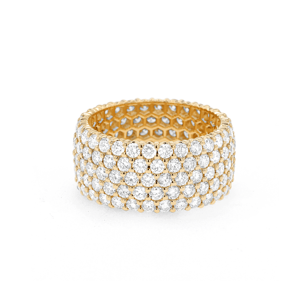 18k Yellow Gold and Diamond 4.50 Total Weight Five Row Band