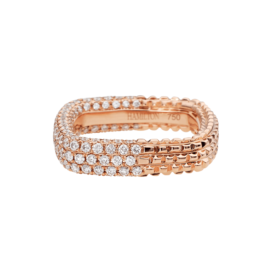 Mercer Three Row 18k Rose Gold and Diamond 1.28 Total Weight Ring