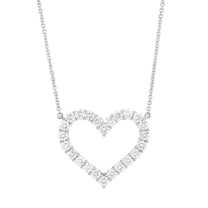 18k White Gold and 3.60 Total Weight Diamond 30mm Heart Pendant