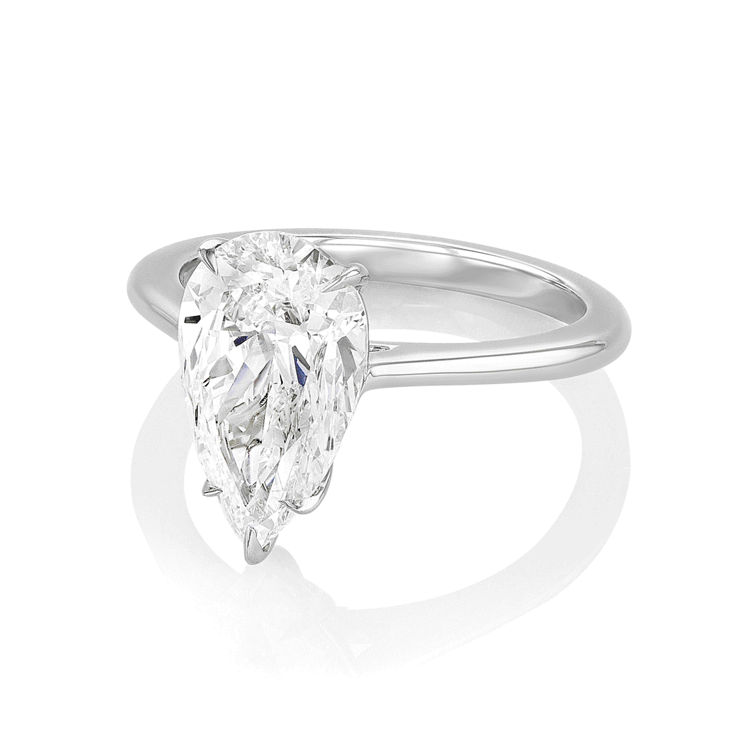 Hamilton Solitaire Platinum and 3.02 Total Weight Pear Diamond Engagement Ring