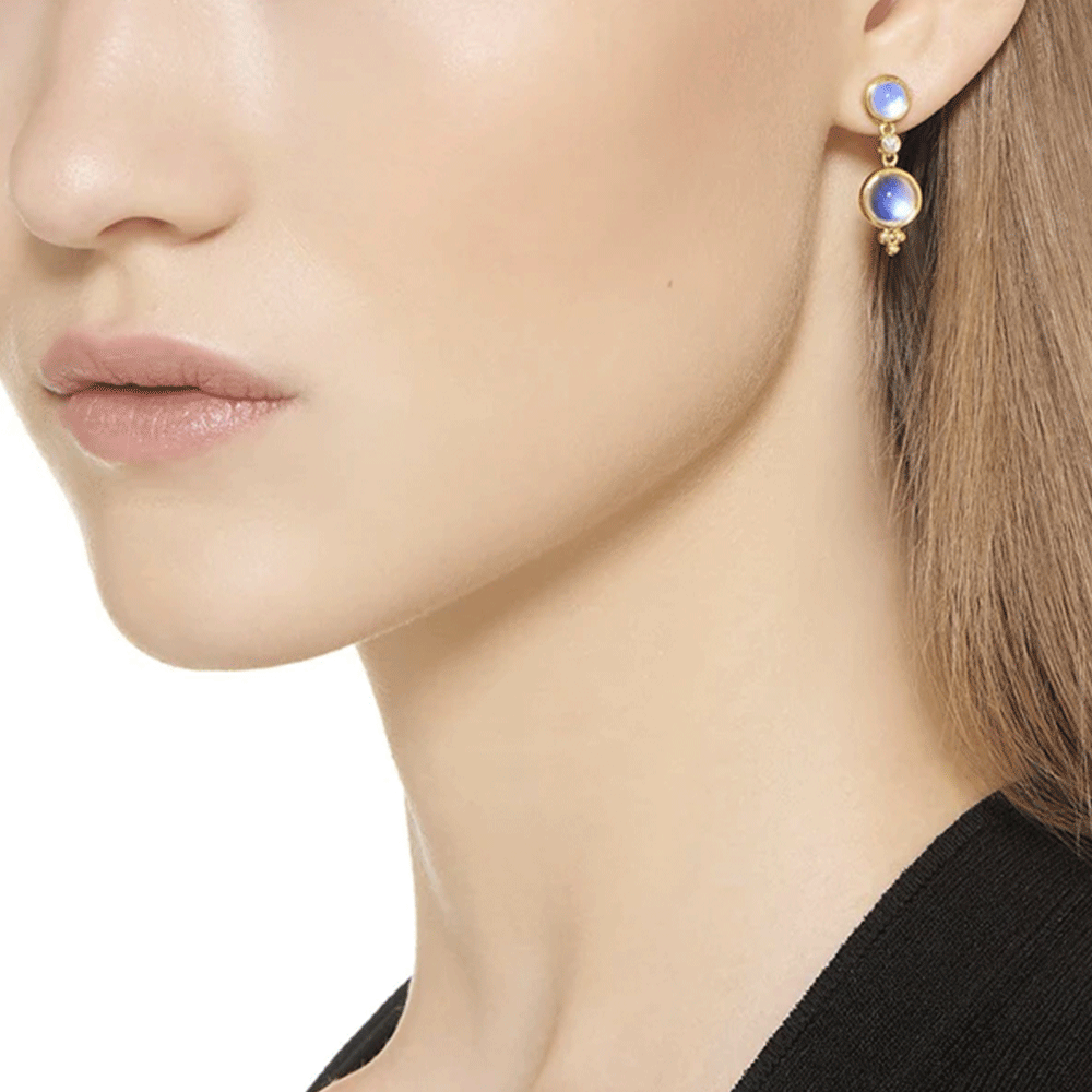 Temple St. Clair 18k Gold and Blue Moonstone Drop Earrings