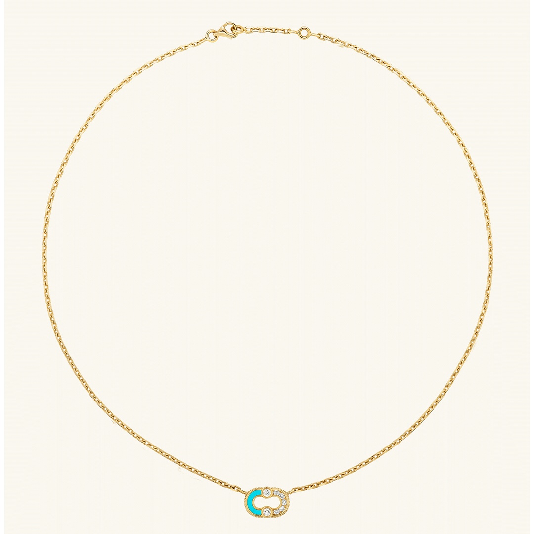 Viltier 18k Yellow Gold Magnetic Diamond and Turquoise Pendant