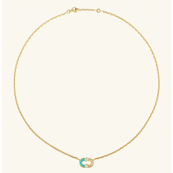 Viltier 18k Yellow Gold Magnetic Diamond and Turquoise Pendant