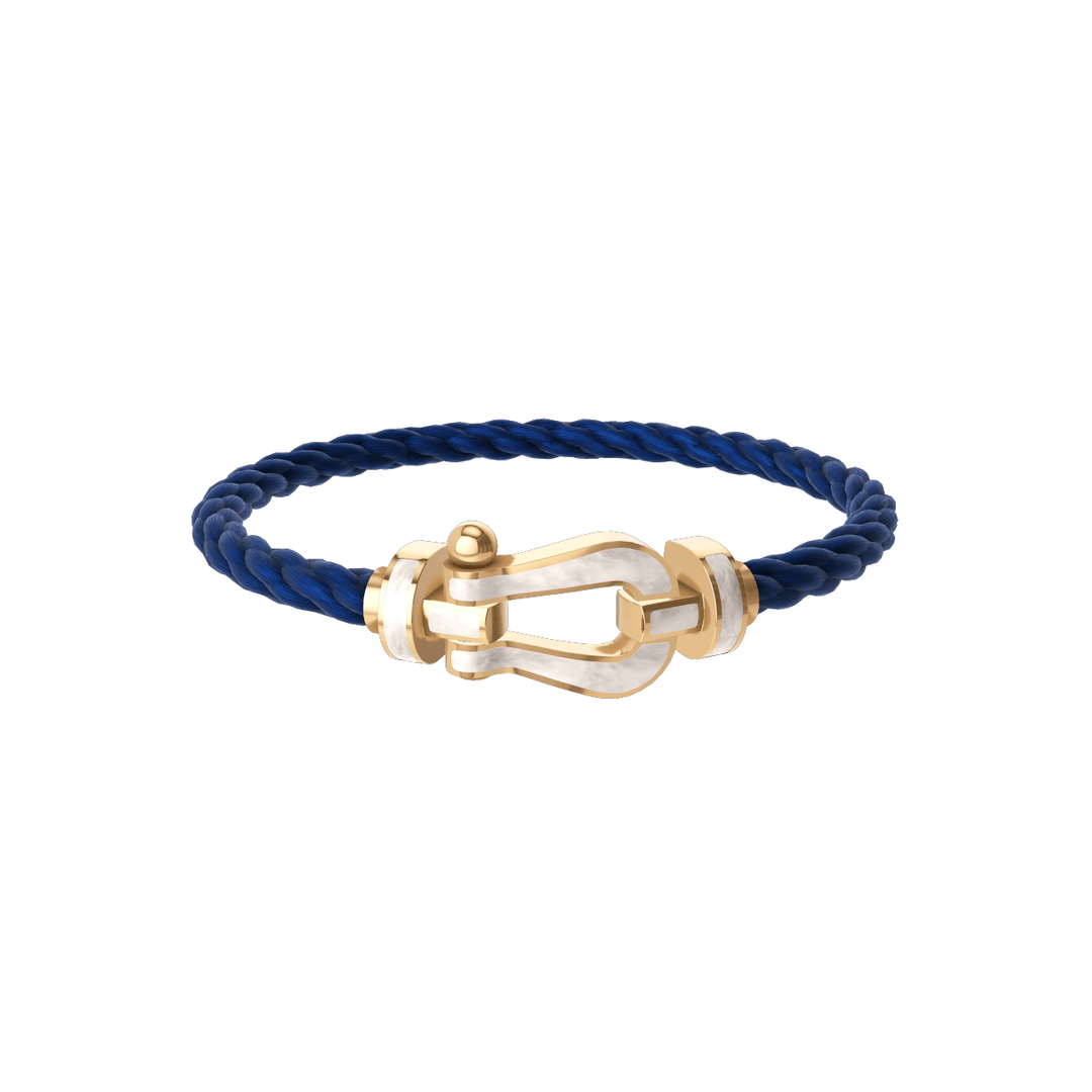Fred FORCE 10 Navy Blue Cable 18k Yellow Gold Mother of Pearl LG Buckle, Exclusively at Hamilton Jewelers