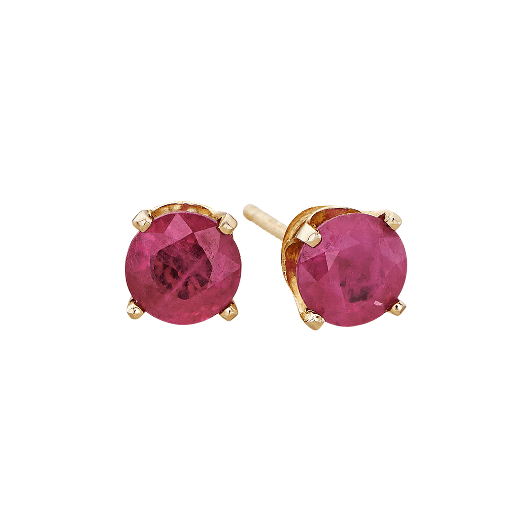 14k 5mm Ruby Birthstone July Stud Earrings