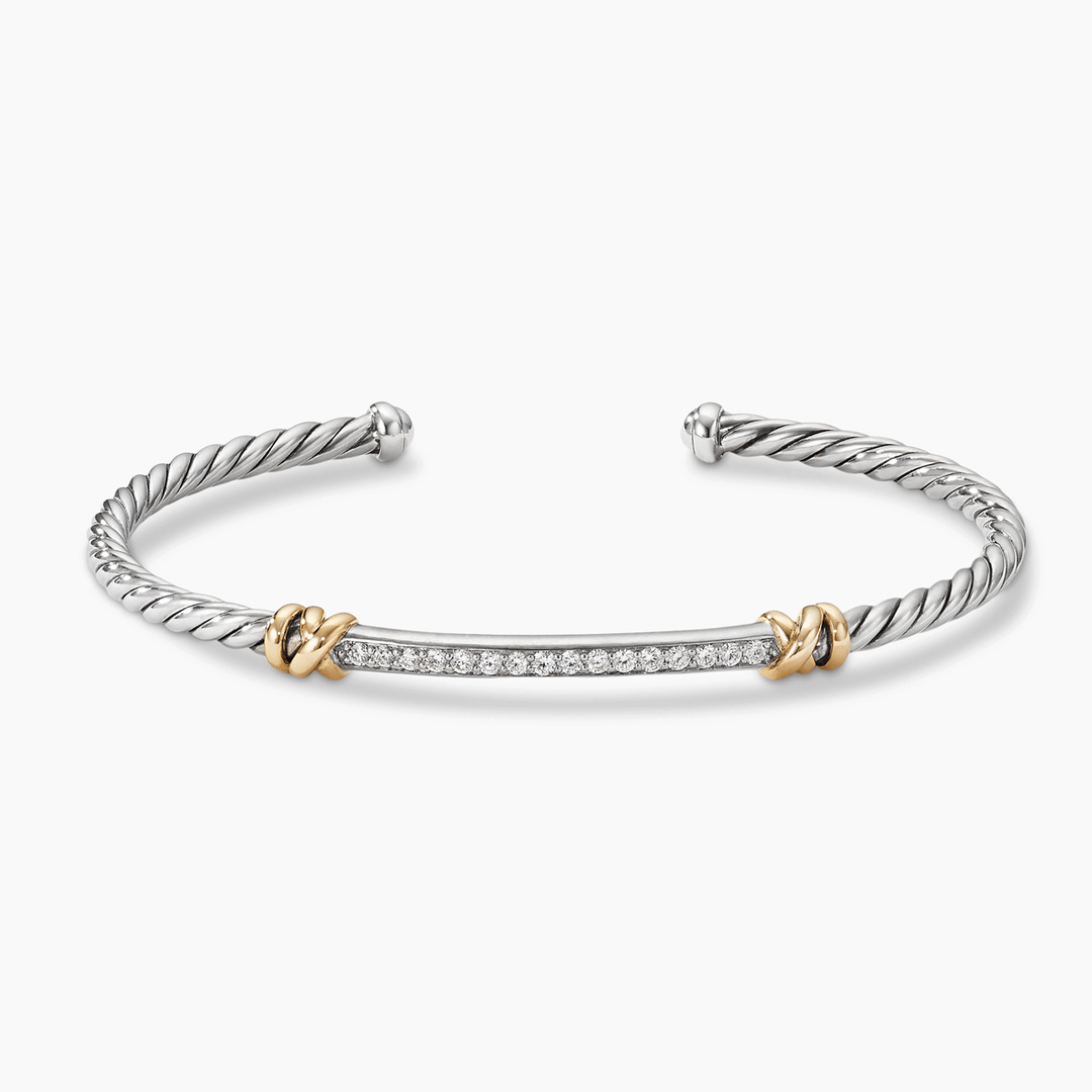 David Yurman Petite Helena Two Station Wrap Bracelet with 18k Yellow Gold with Diamonds