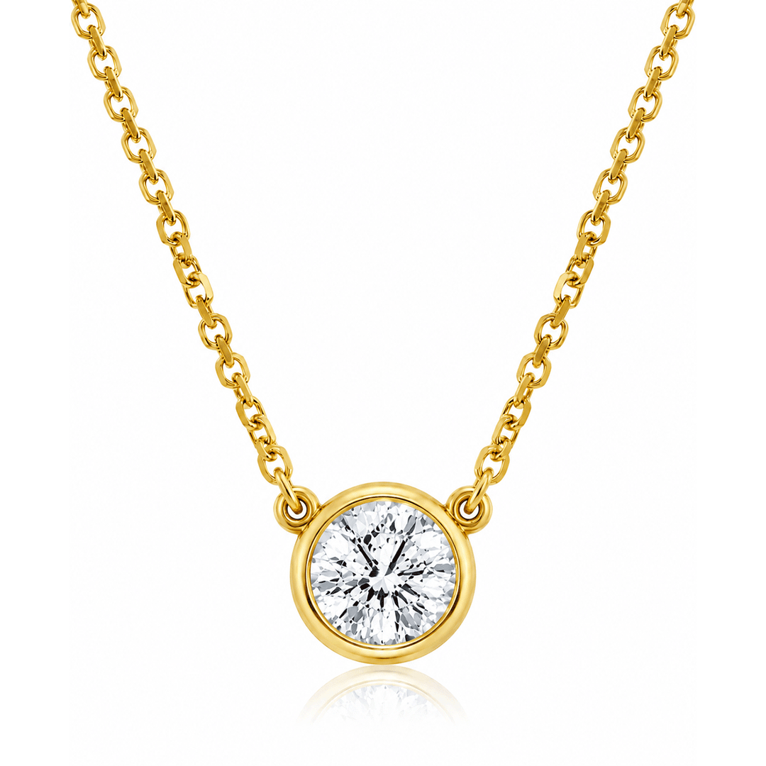 14k Yellow Gold and .72 Total Weight Diamond Solitaire Pendant