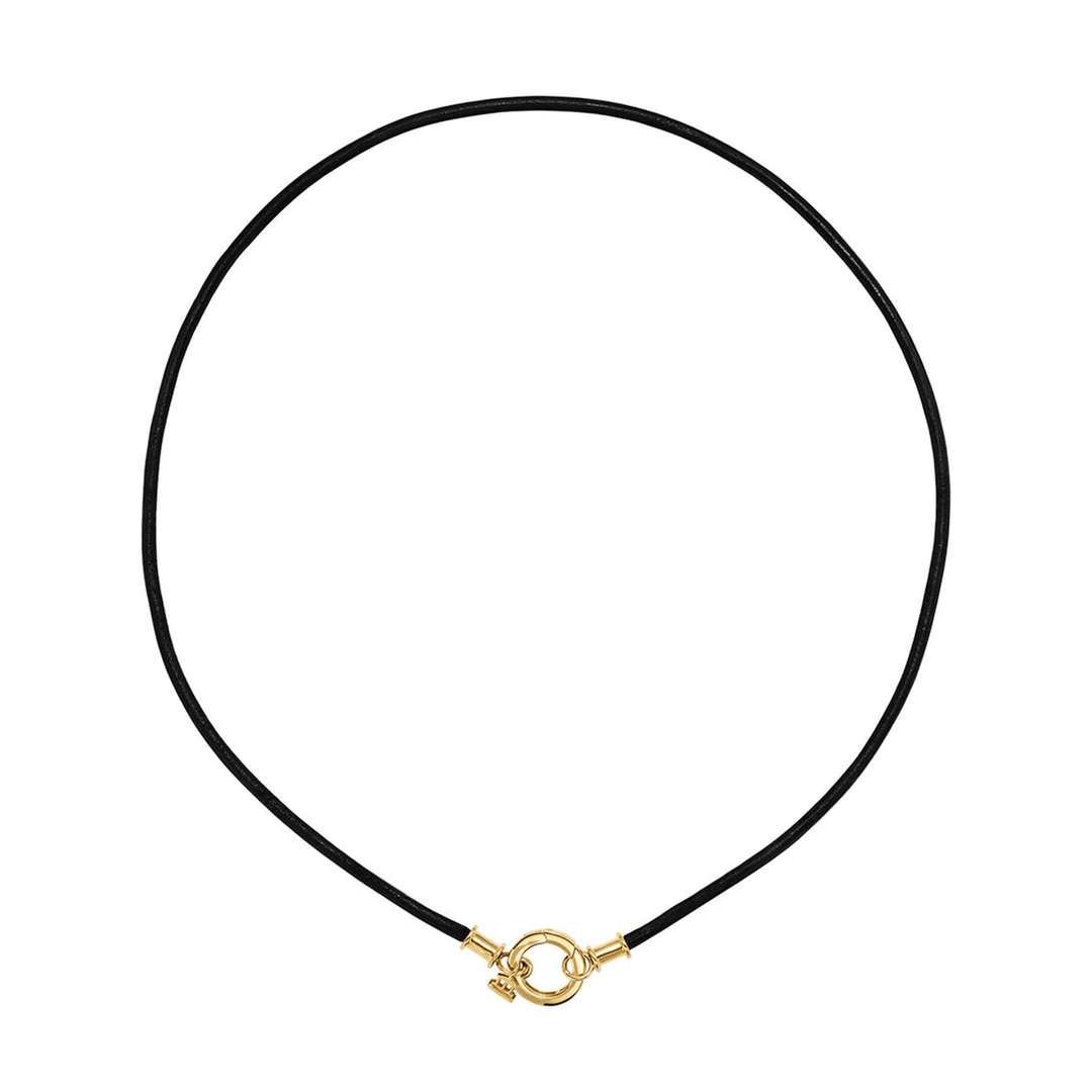 Temple St. Clair 18k Yellow Gold Open Black Leather Cord