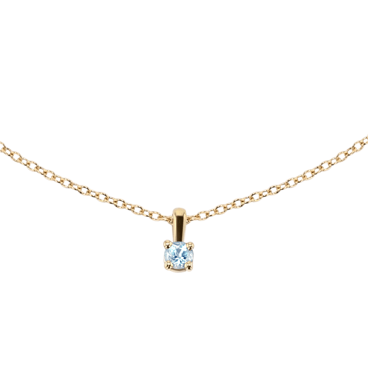 14k Yellow Gold and Aquamarine Birthstone Pendant