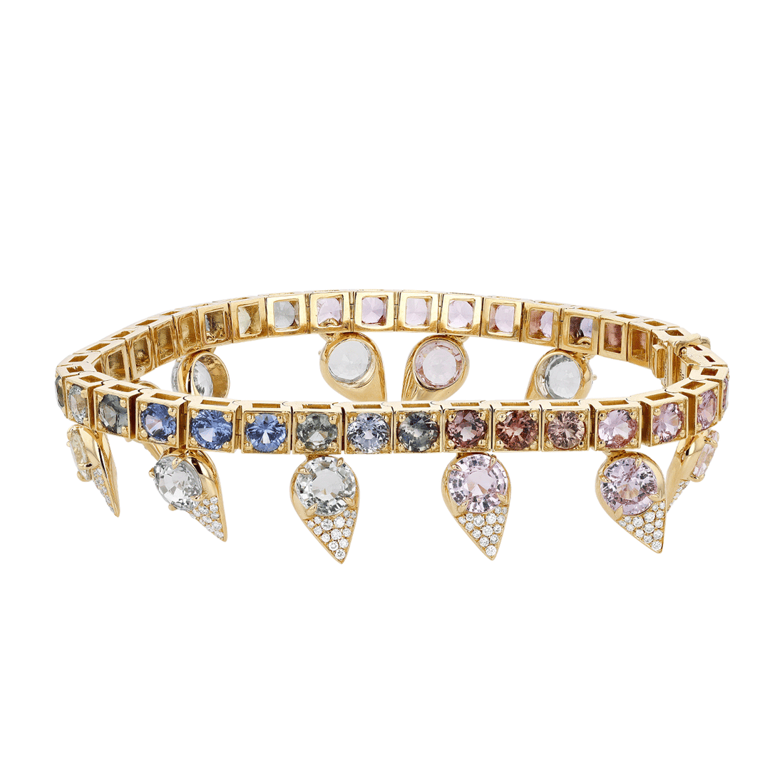 18k Gold and Multi-Colored Sapphire Ombre Bracelet