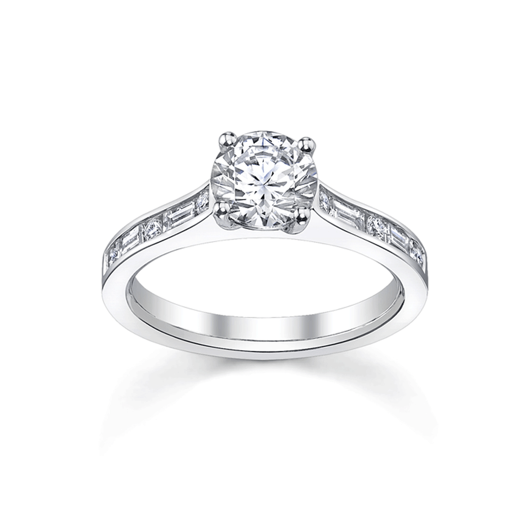 18k White Gold and Diamond Channel Set Semi Mount Ring