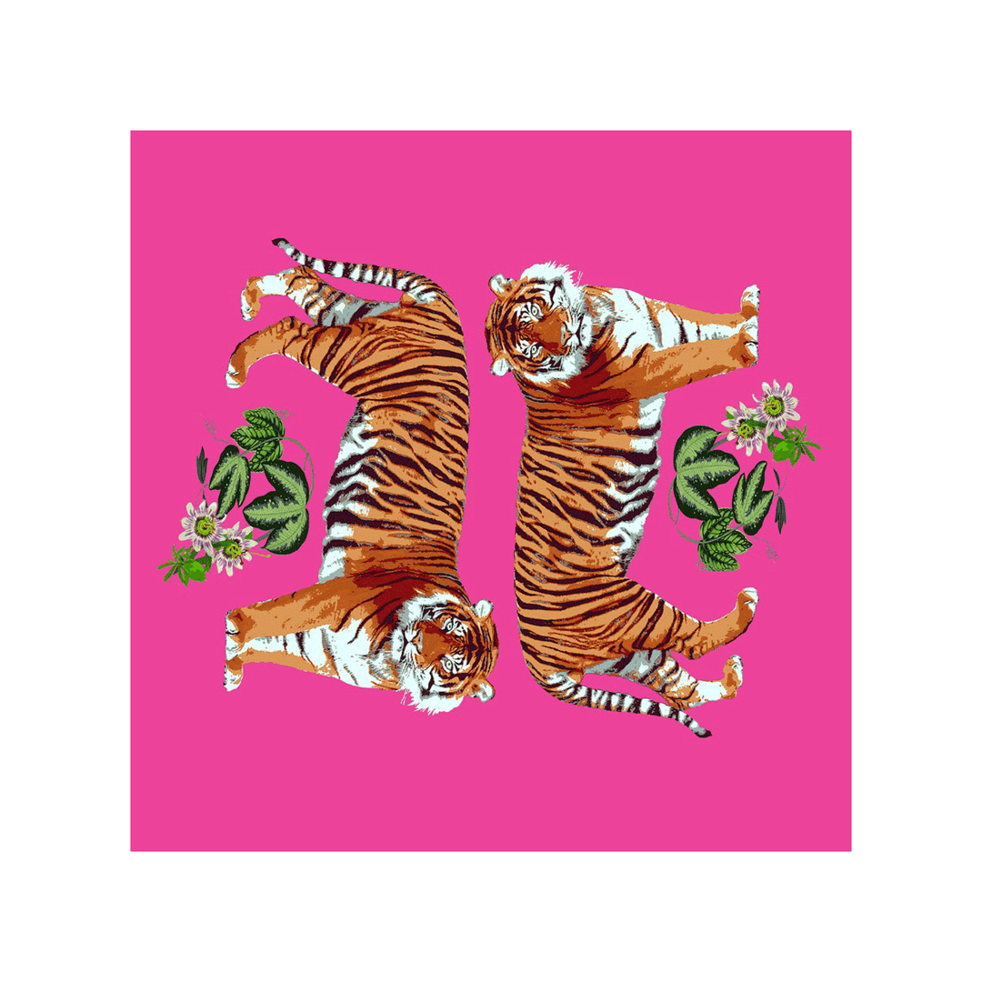 Tiger Seeing Doulble Hot Pink Candy Dish Tray