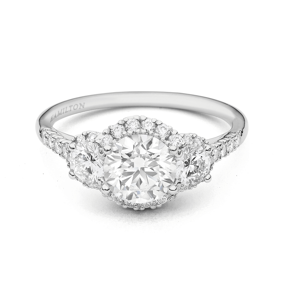 Lisette 18k White Gold 3 Stone Diamond Engagement Ring