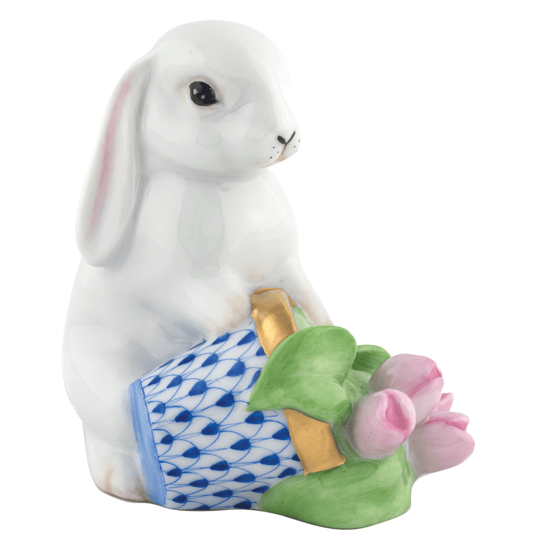 Herend Flower Pot Bunny Sapphire
