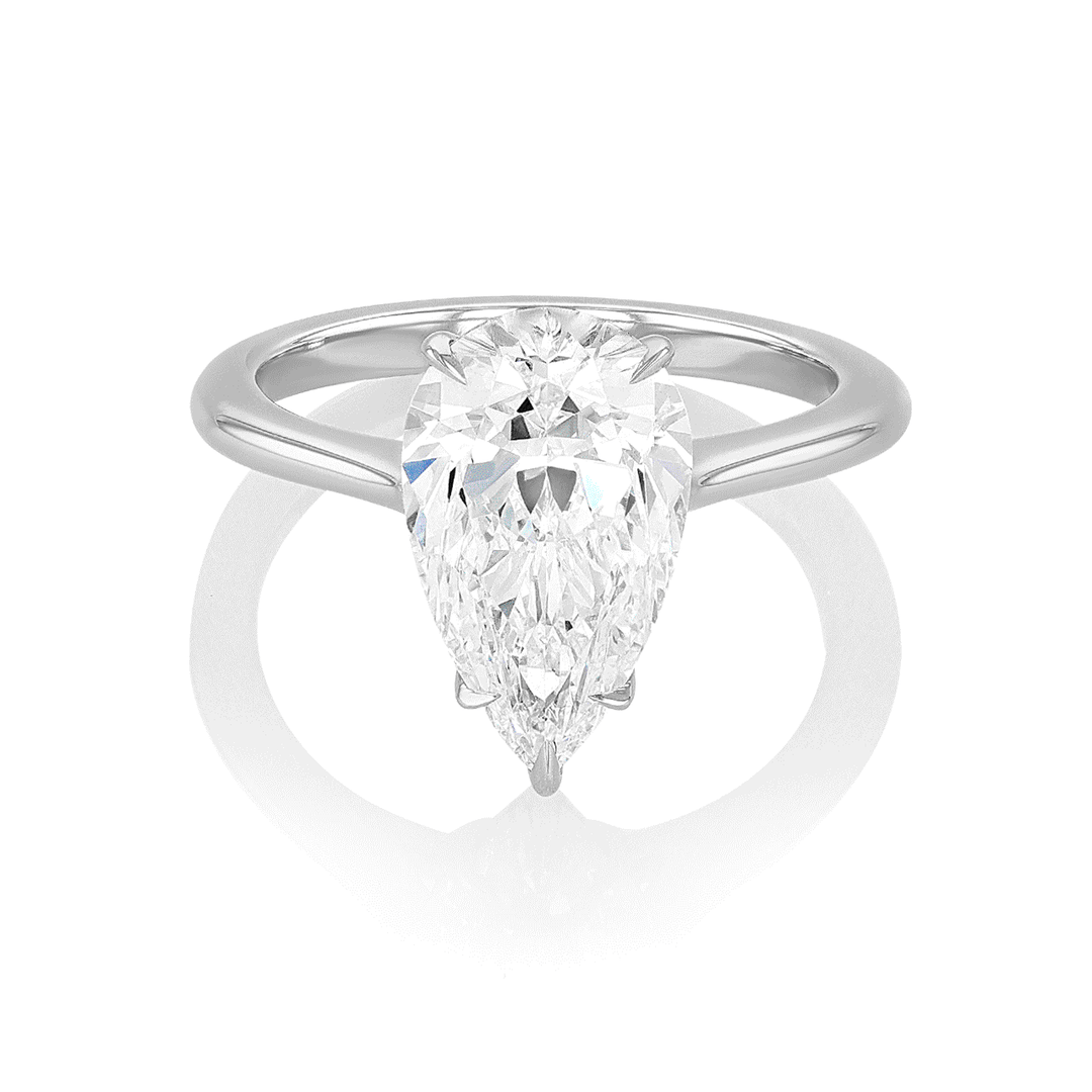 Hamilton Solitaire Platinum and 3.02 Total Weight Pear Diamond Engagement Ring