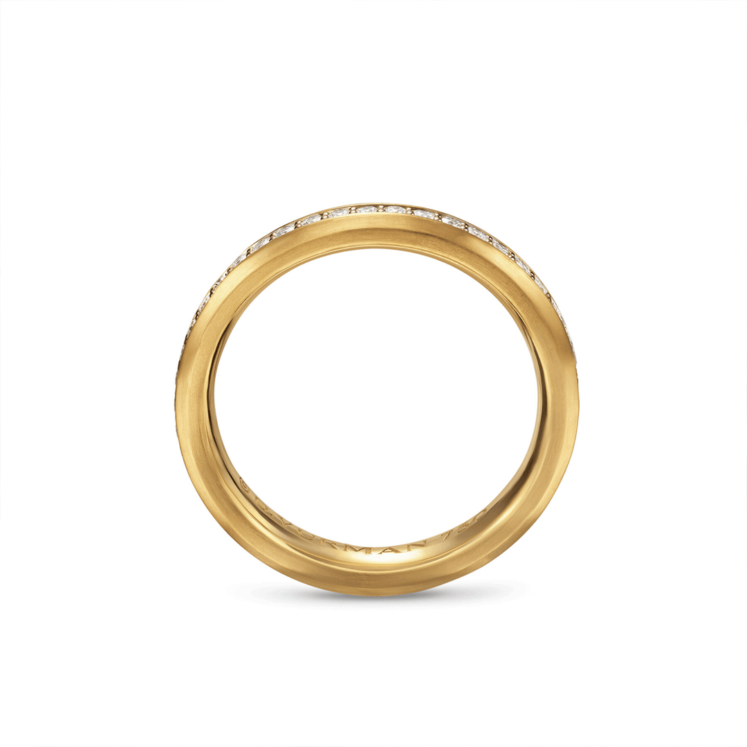 David Yurman Beveled Band Ring 18K Yellow Gold with Diamonds, 3.5mm