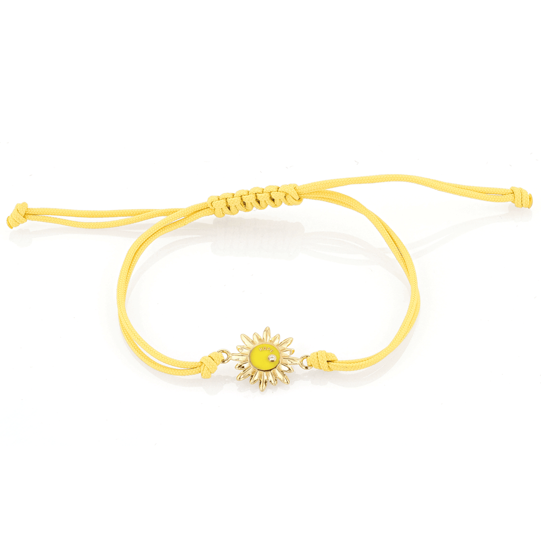 Charms of Hope 18k Sunflower with Yellow Cord Bracelet