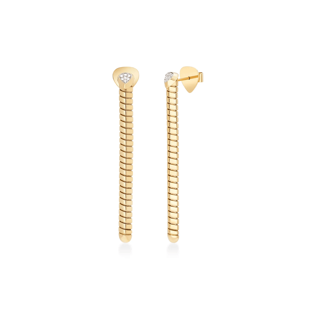 Marina B Trisolina 18k Yellow Gold Pavé Diamond Drop Earrings