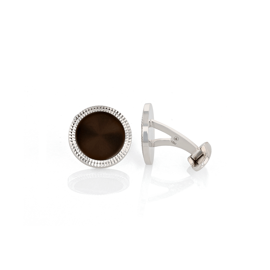 18k White Gold Olive Sunray Design Cufflinks