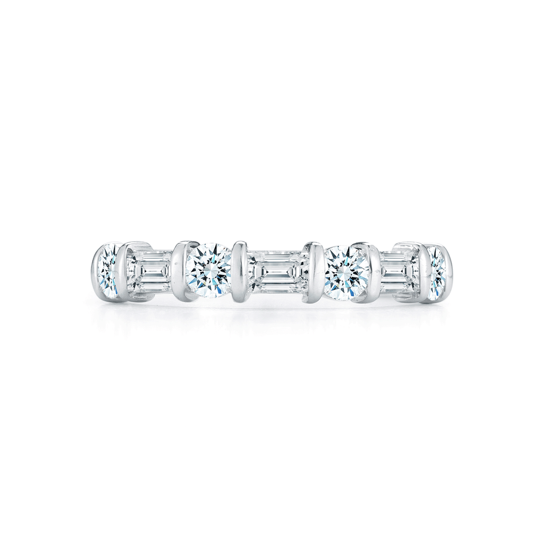 Platinum and 1.03 Total Weight Baguette and Round Diamond Band
