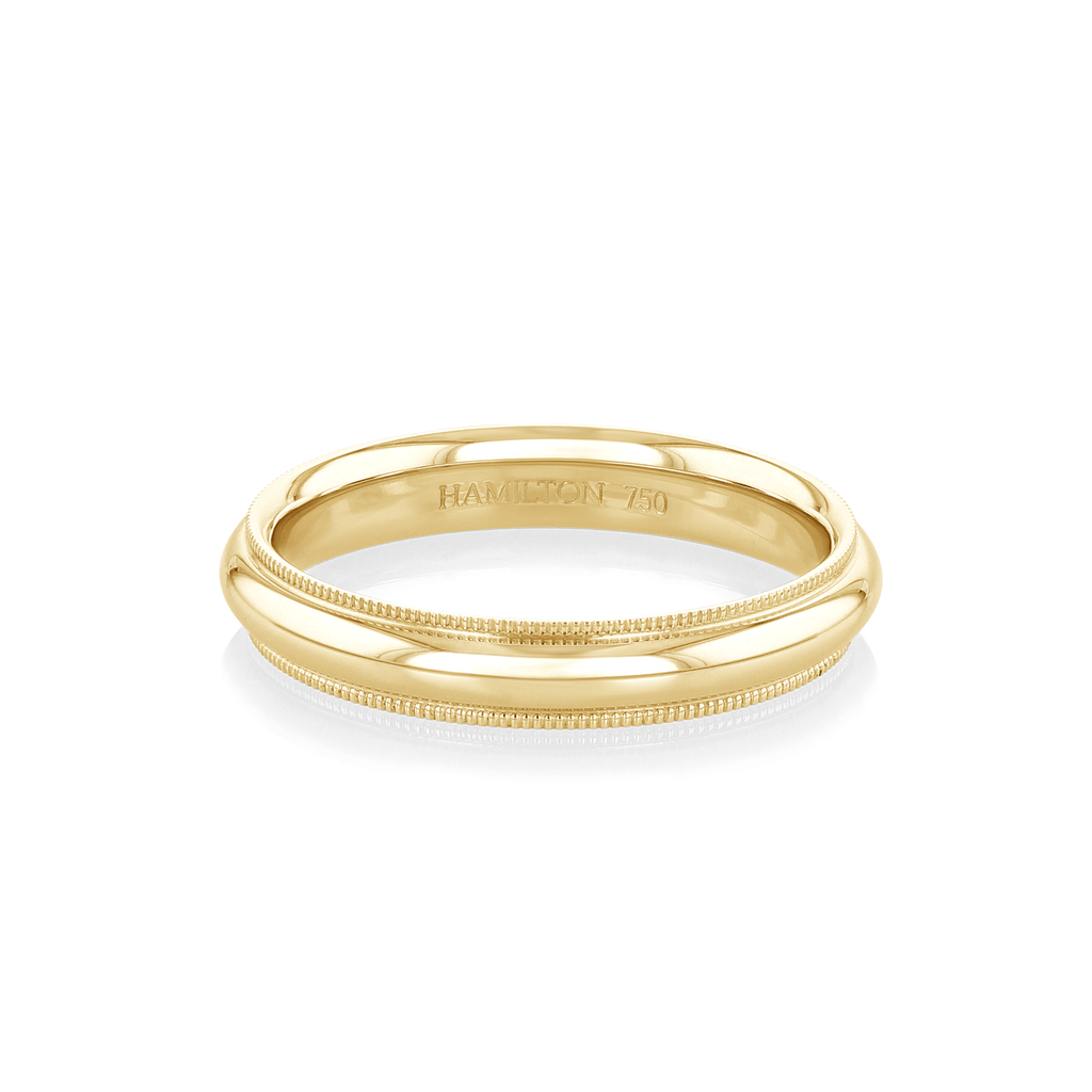 Hamilton Collection 18k Yellow Recycled Gold 4mm Milgrain Comfort Fit Wedding Band