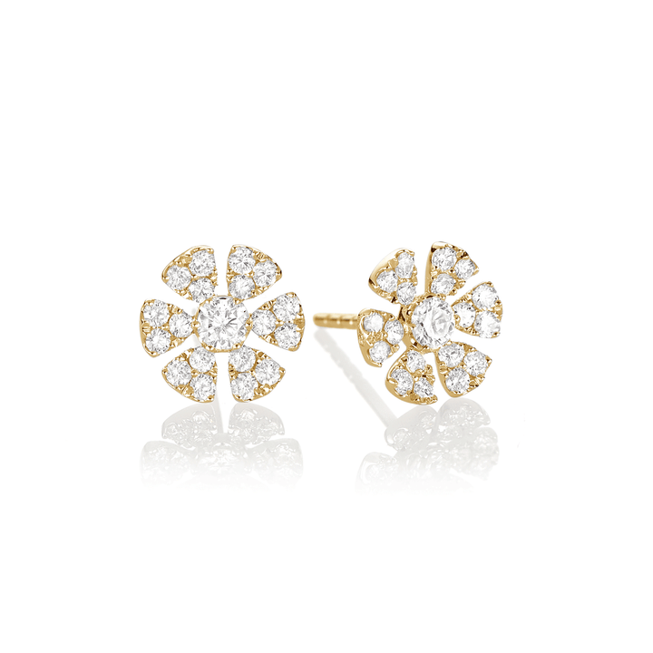 Fleur 18k Yellow Gold and Diamond .50 Total Weight Earrings