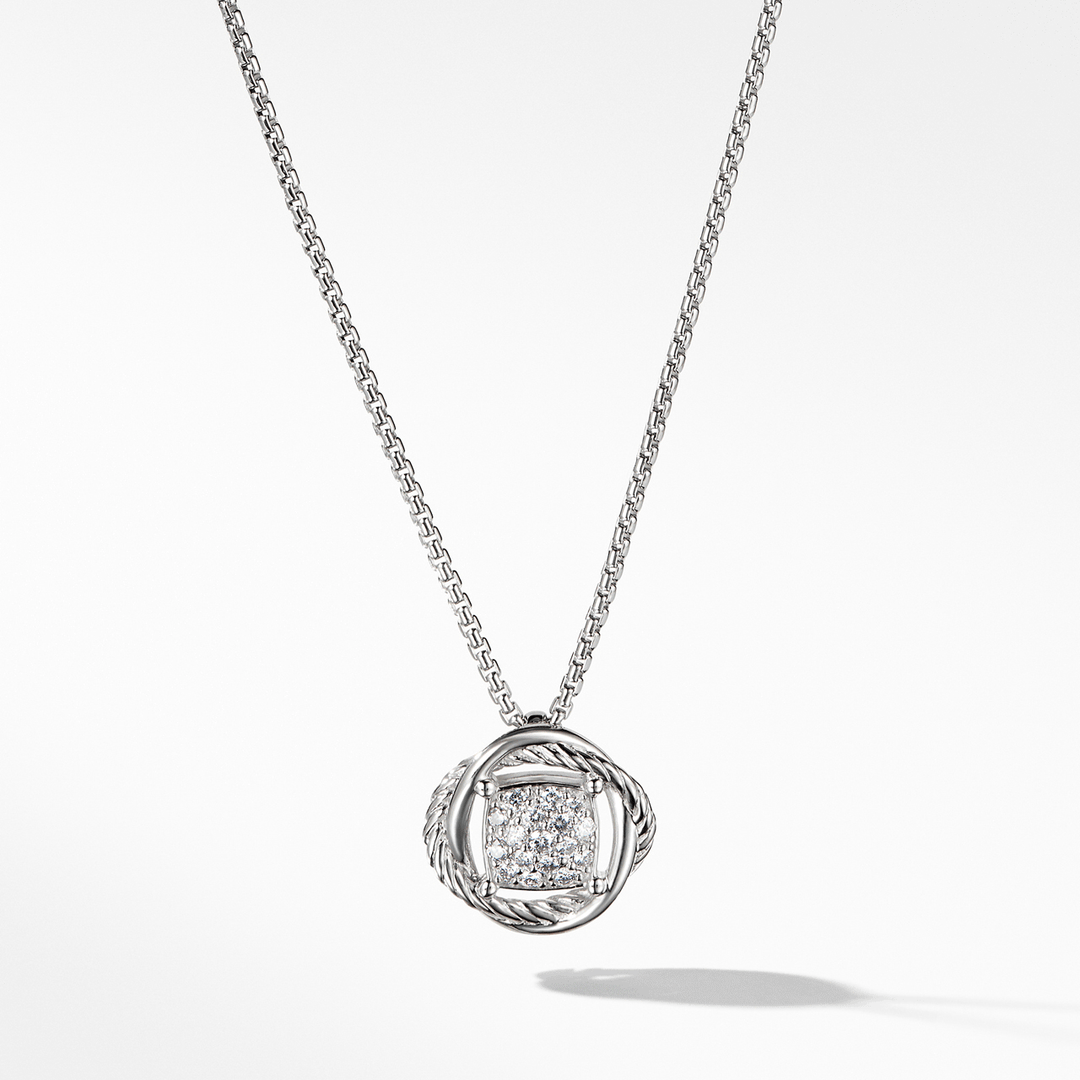 David Yurman Infinity Pendant Necklace in Sterling Silver with Pavé Diamonds