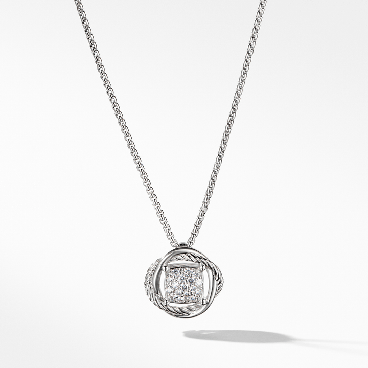 David Yurman Infinity Pendant Necklace in Sterling Silver with Pavé Diamonds