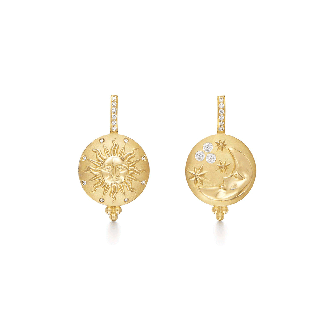 Temple St. Clair 18k Yellow Gold Sole Luna Diamond Earrings